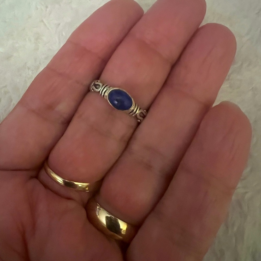 Sterling Silver Bali Style Blue Lapis Ring